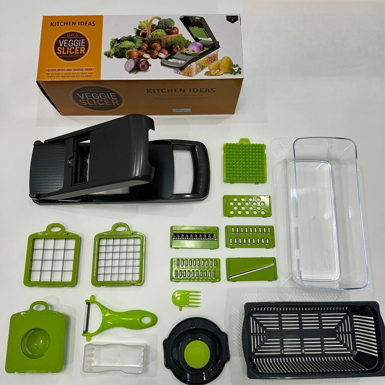 16-in-1 Vegetable Chopper - Professional Food Dicer with Container & 8 Blades