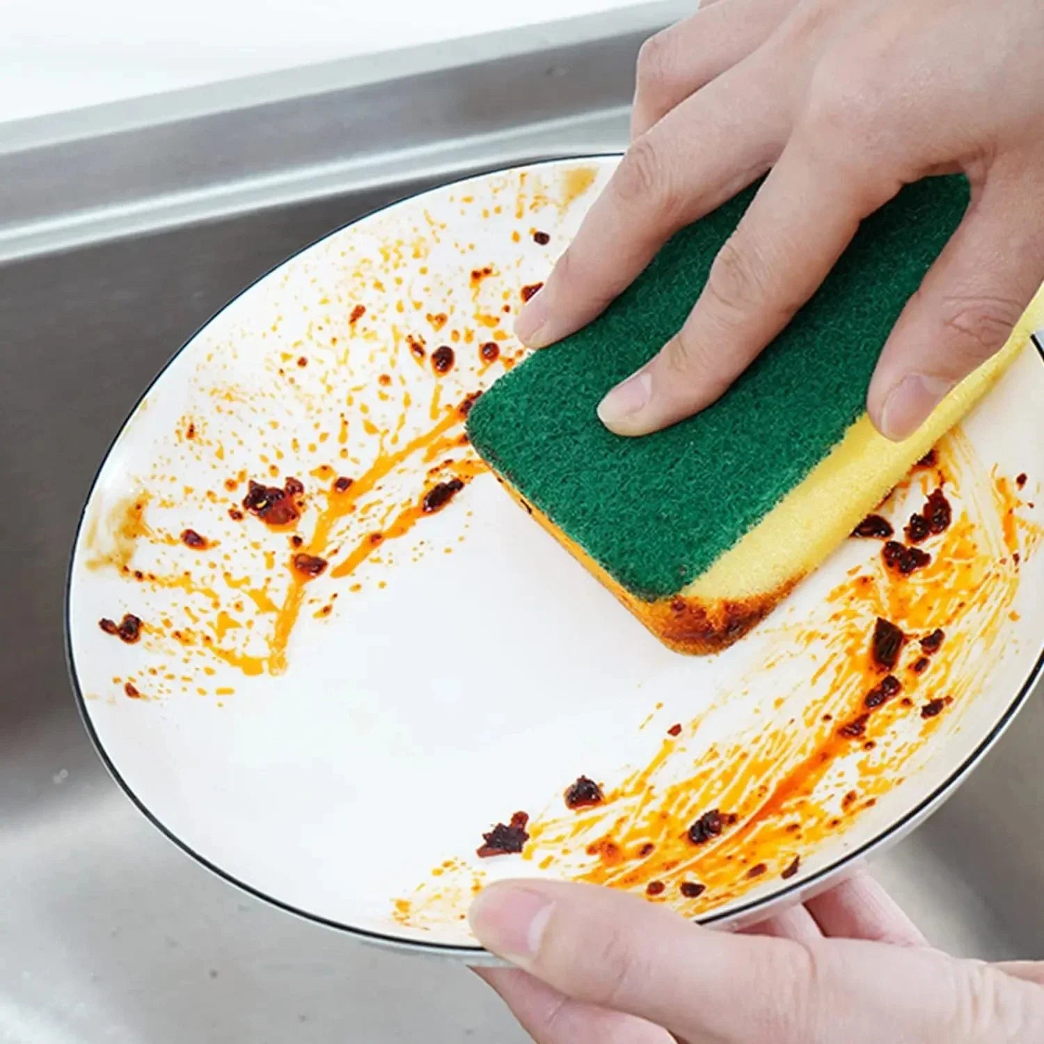 Magic Cleaning Sponge Double-Sided - Highly Absorbent Kitchen Scrubber Rust Remover 10x7x3cm