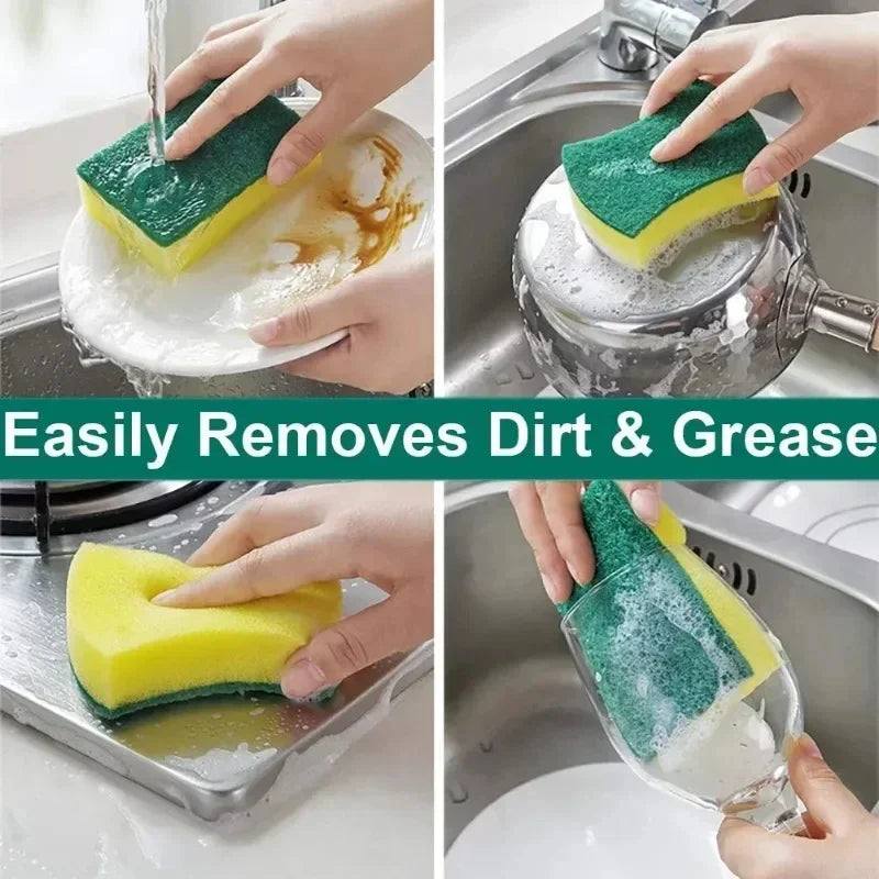 Magic Cleaning Sponge Double-Sided - Highly Absorbent Kitchen Scrubber Rust Remover 10x7x3cm