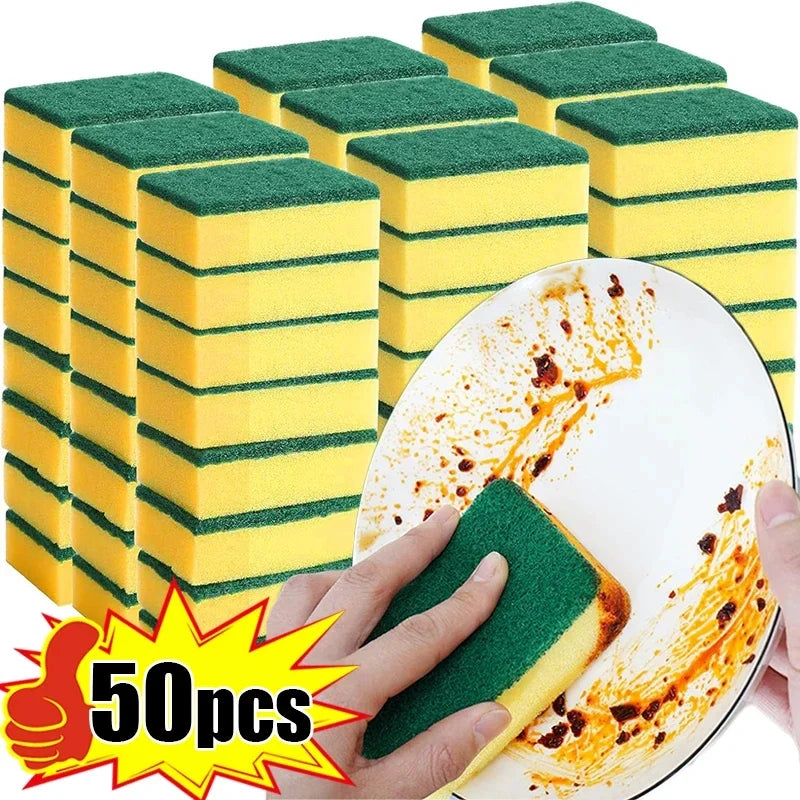Magic Cleaning Sponge Double-Sided - Highly Absorbent Kitchen Scrubber Rust Remover 10x7x3cm