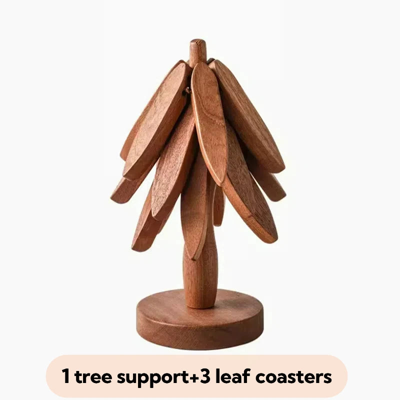 4PCS Wooden Tree-Shaped Heat Resistant Trivets