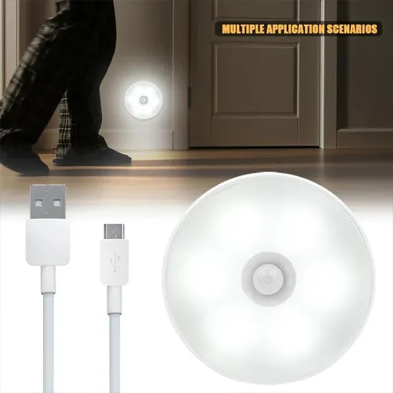 LED con sensor de movimiento PIR, recargable por USB,