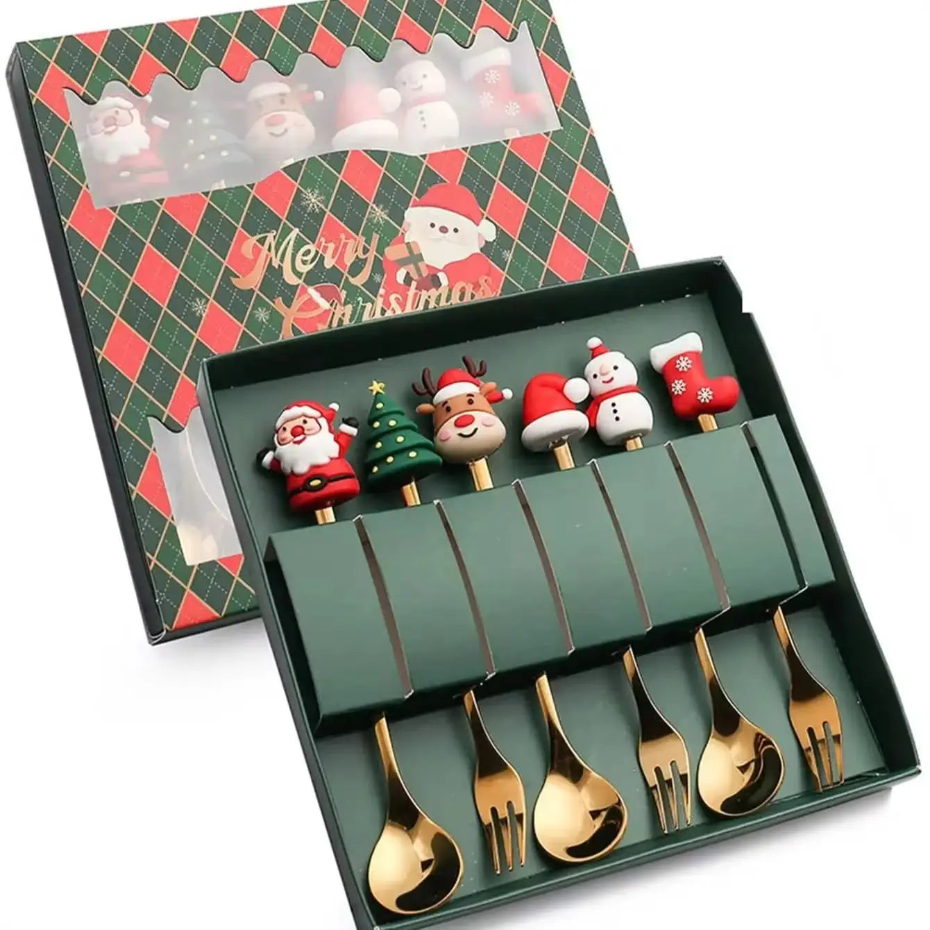 🎄✨ Christmas Holiday Spoon &amp; Fork Gift Set – Limited Edition ✨🎁