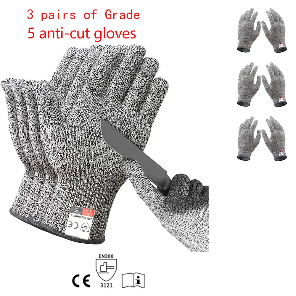 High Performance Cut Resistant Gloves - Food Grade Ambidextrous Design with Level 5 Protection and Free eBook