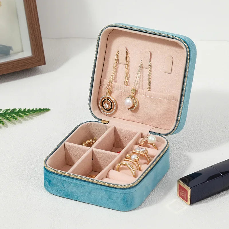 Velvet Travel Jewelry Box Organizer