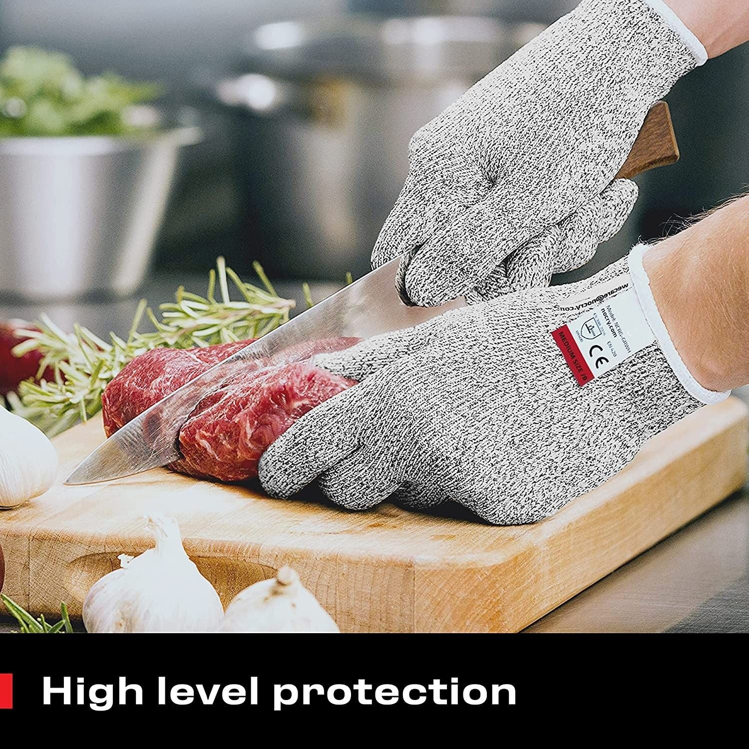 High Performance Cut Resistant Gloves - Food Grade Ambidextrous Design with Level 5 Protection and Free eBook