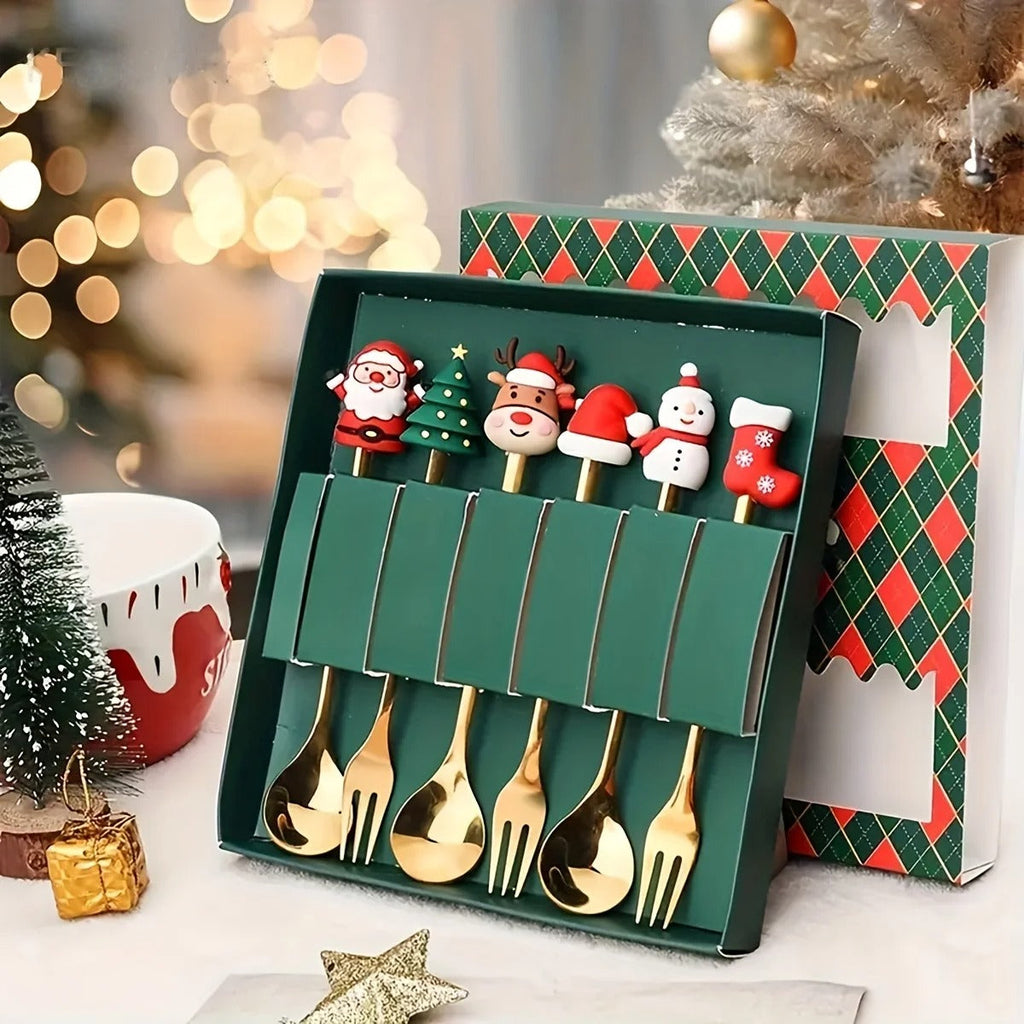 🎄✨ Christmas Holiday Spoon &amp; Fork Gift Set – Limited Edition ✨🎁