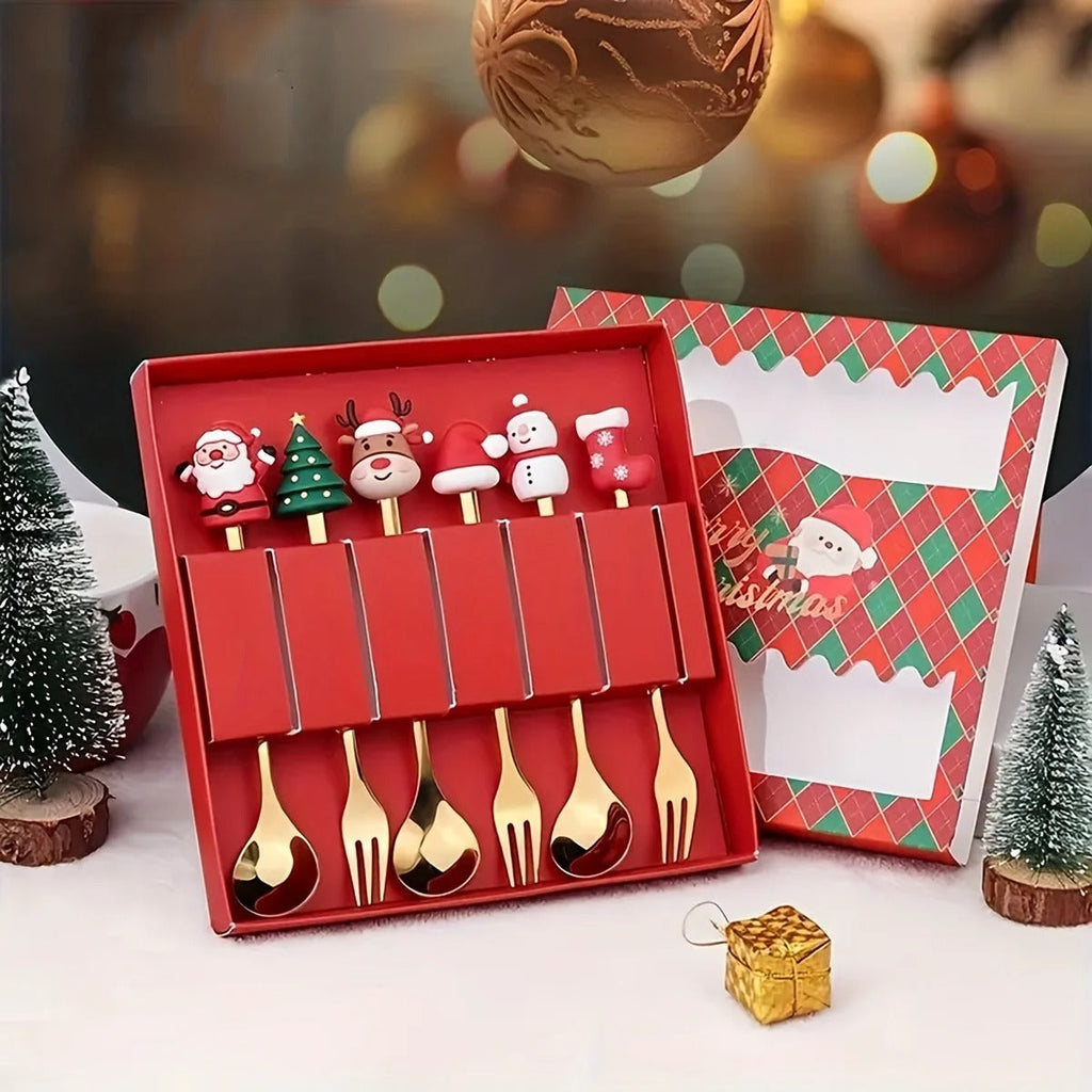 🎄✨ Christmas Holiday Spoon &amp; Fork Gift Set – Limited Edition ✨🎁