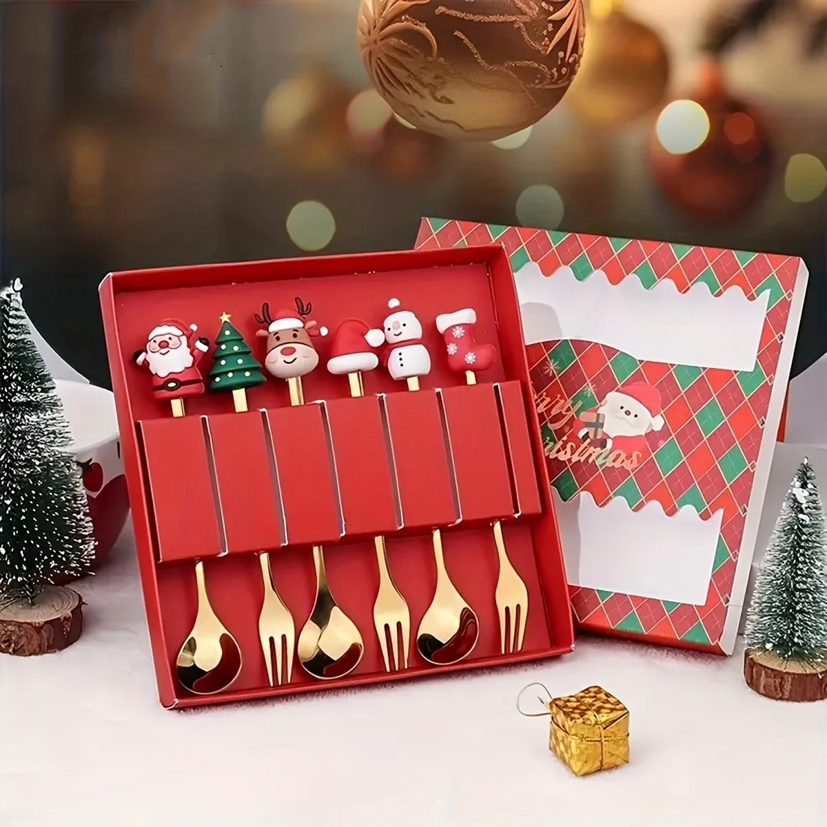 🎄✨ Christmas Holiday Spoon &amp; Fork Gift Set – Limited Edition ✨🎁