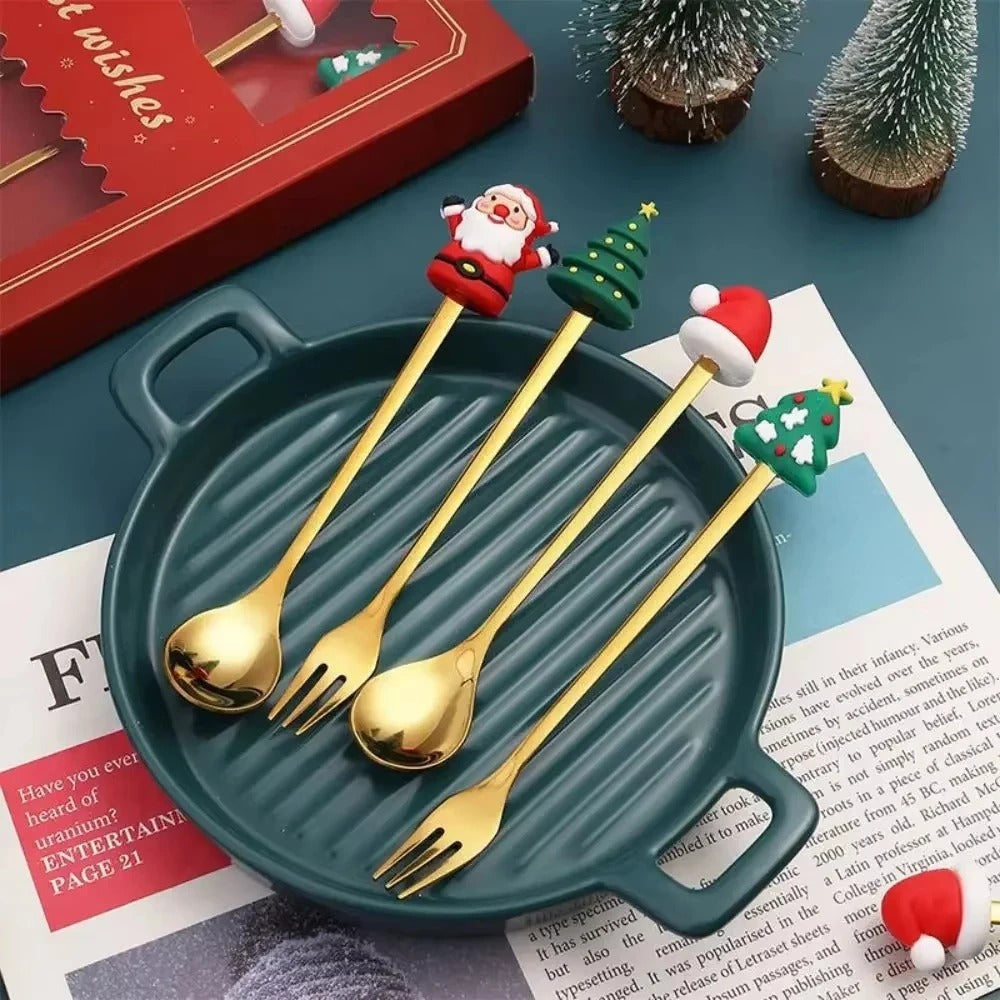 🎄✨ Christmas Holiday Spoon &amp; Fork Gift Set – Limited Edition ✨🎁